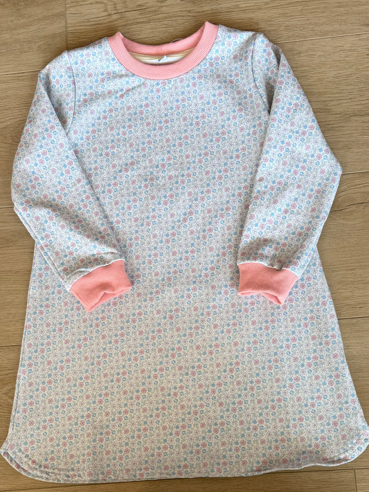Blue & Pink Floral Sweatshirt Dress