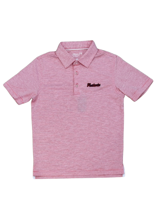 Script Vestavia Lyndonn Performance Polo, Red Mini Stripe