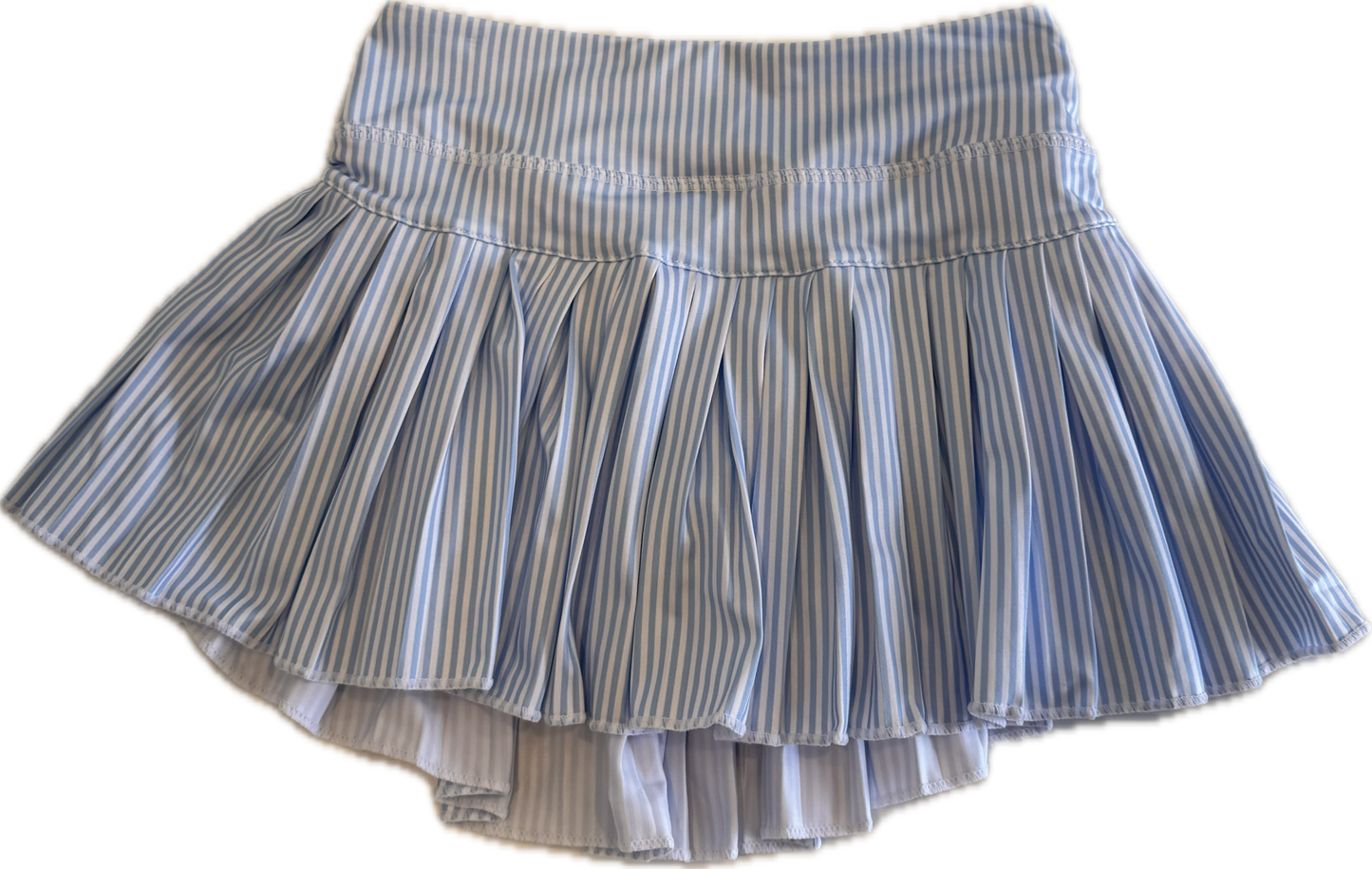 Light Blue Striped Mini Pleat Skort