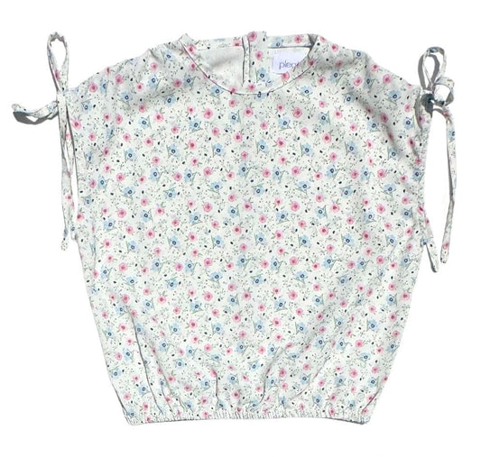 Emma Top with Ties, Pink/Blue Floral