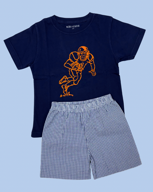 Navy & Orange Football Player Shirt