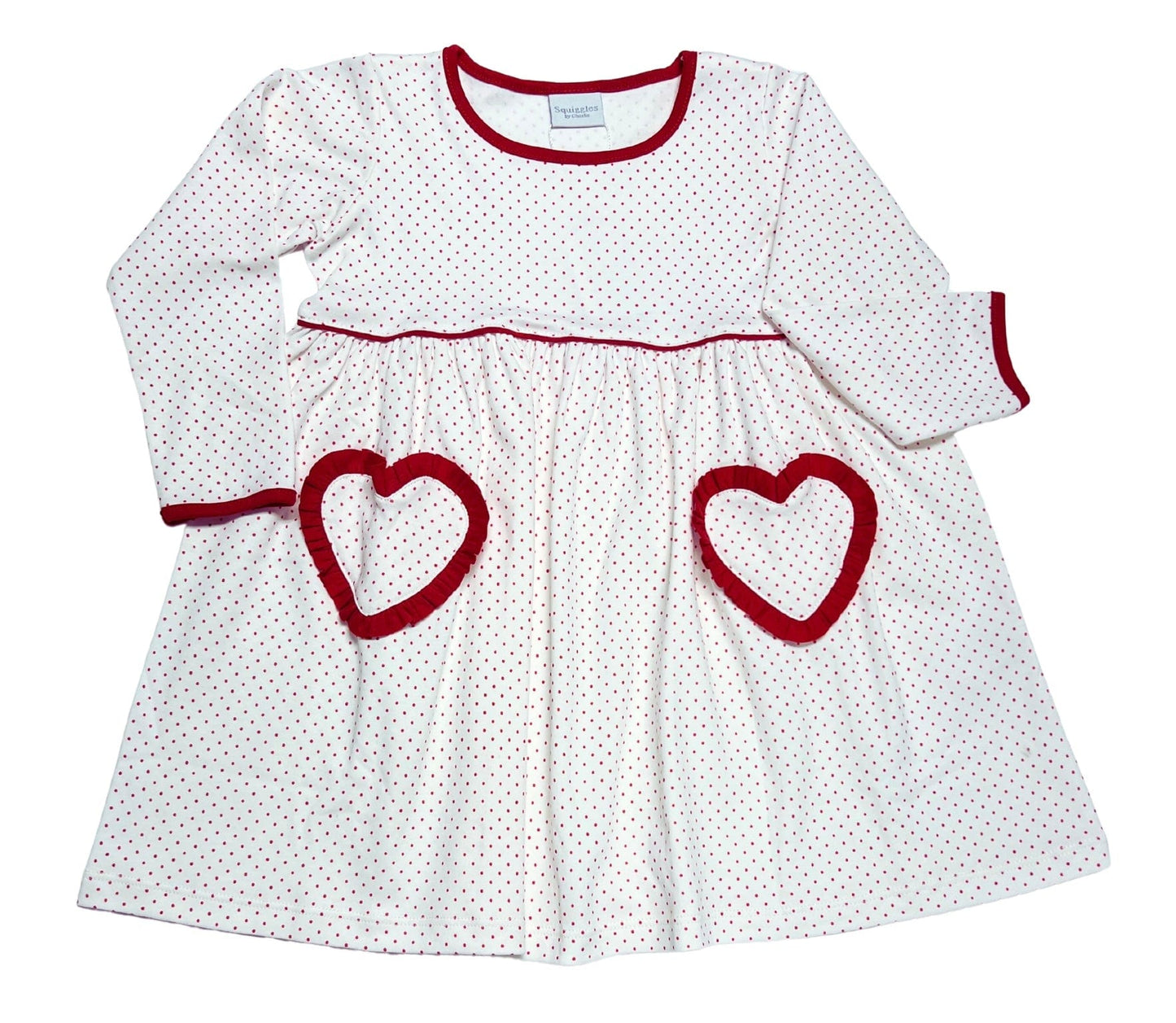 Red Bitty Dot Popover Dress with Heart Pockets