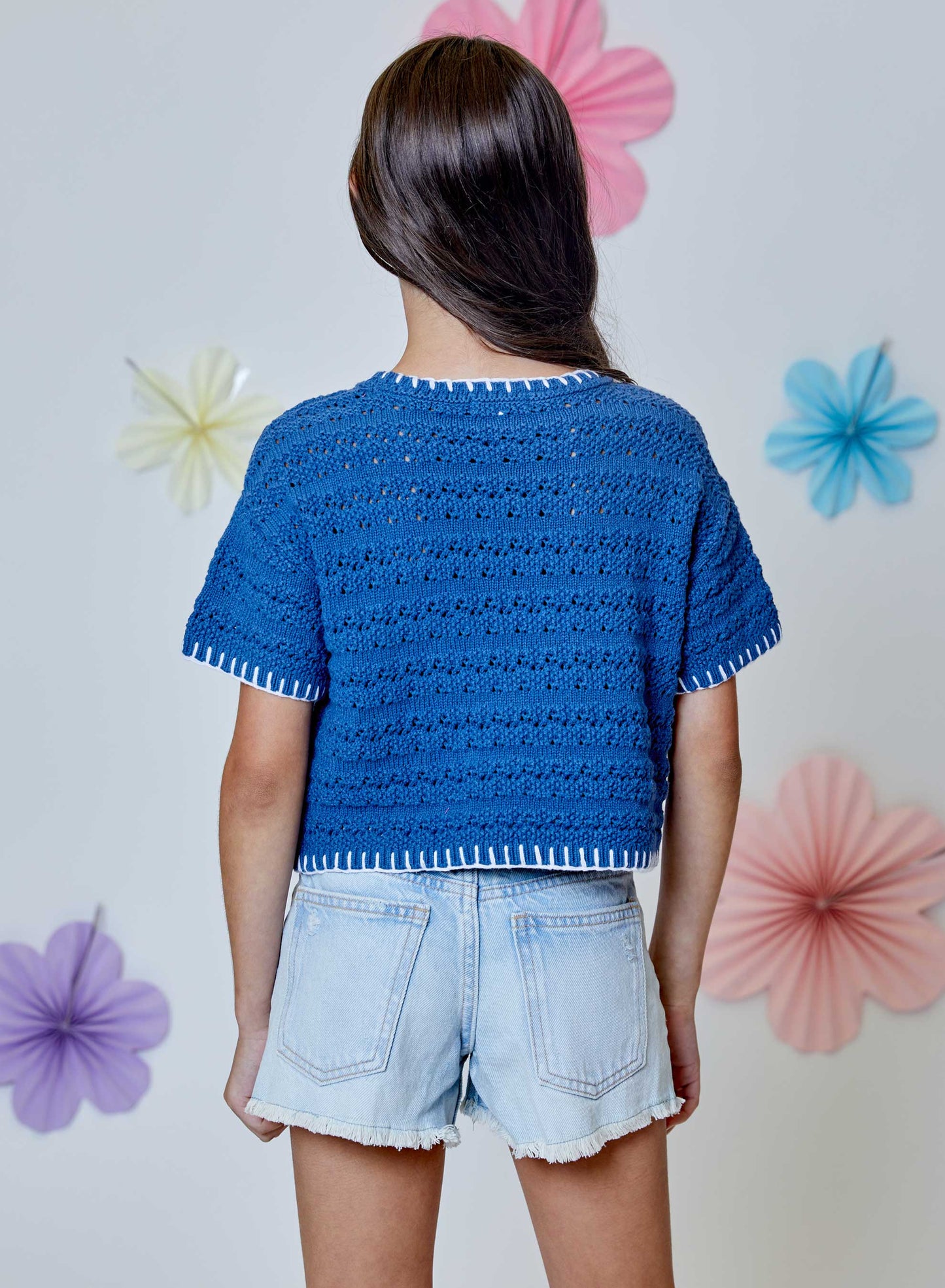 Denim Blue Short Sleeve Top