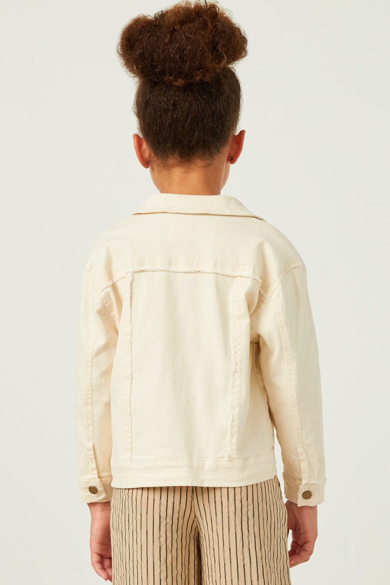 Raw Edge Denim Jacket - Cream