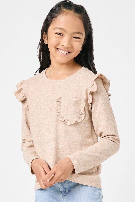 Girls Ruffled Long Sleeve Shirt