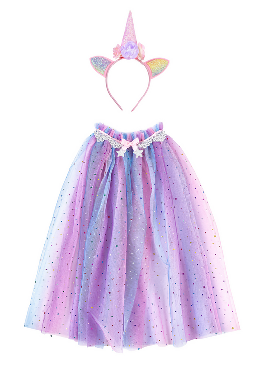 Rainbow Unicorn Cape & Headband, Multi