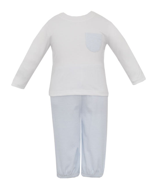 Light Blue Knit Pants Set