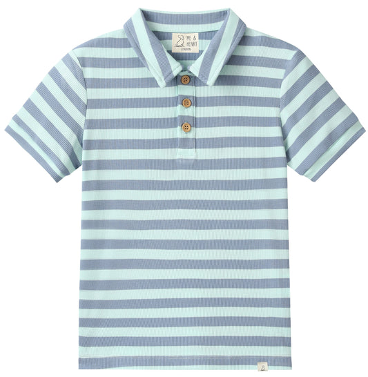 Shipping Polo, Pale Chambray/Blue Stripe
