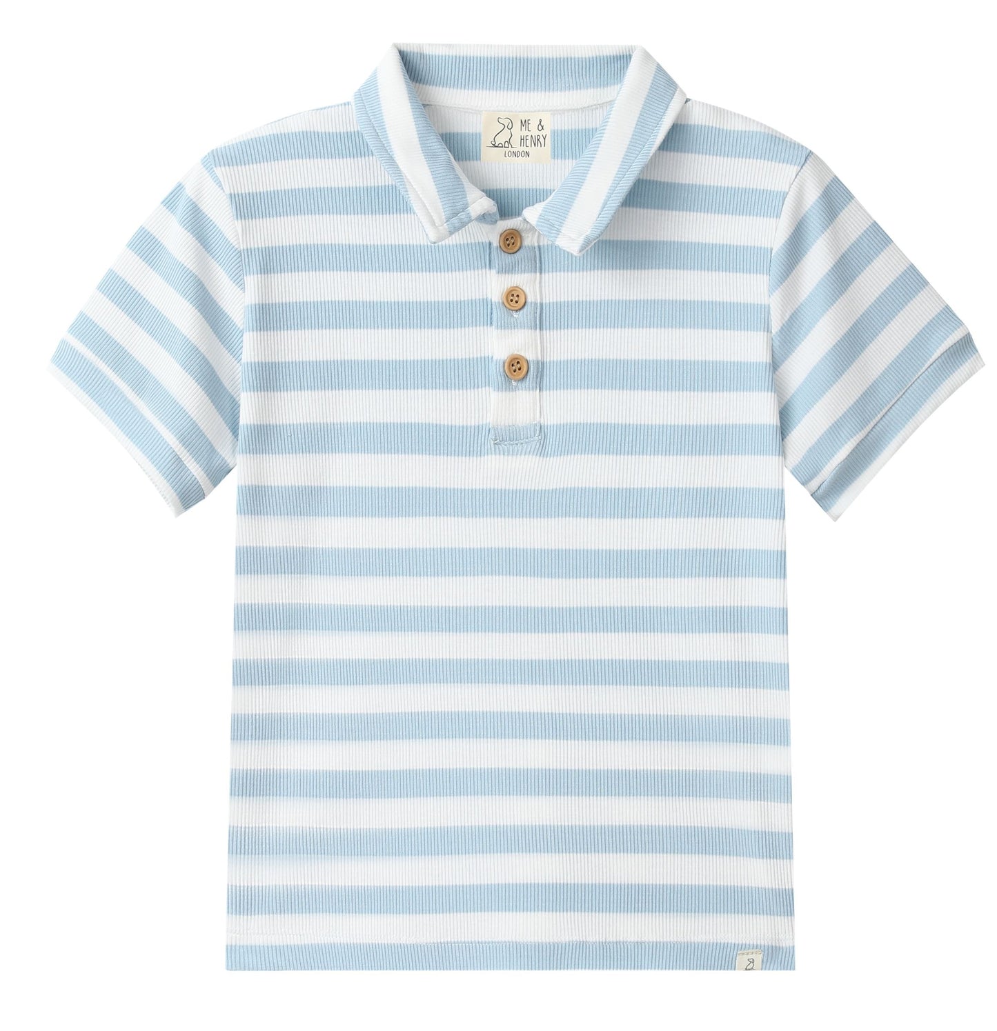 Shipping Polo, Pale Chambray/White Stripe