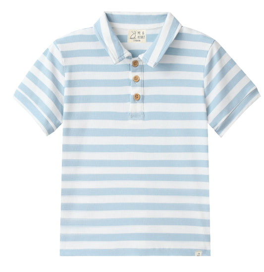Shipping Polo, Pale Chambray/White Stripe