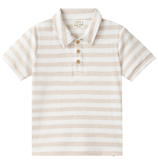 Shipping Polo, Beige/White Stripe