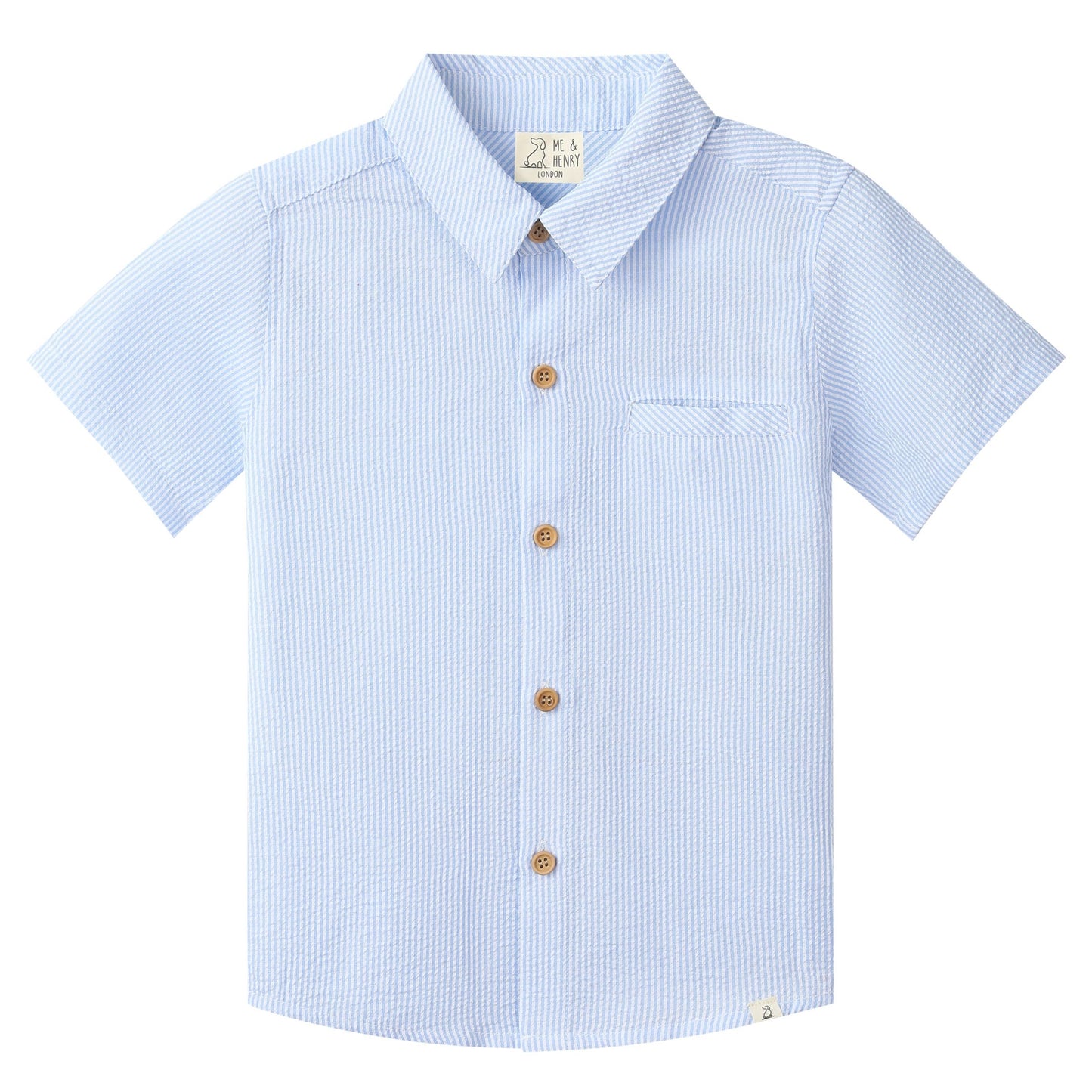 Newport Woven Shirt, Pale Blue Seersucker