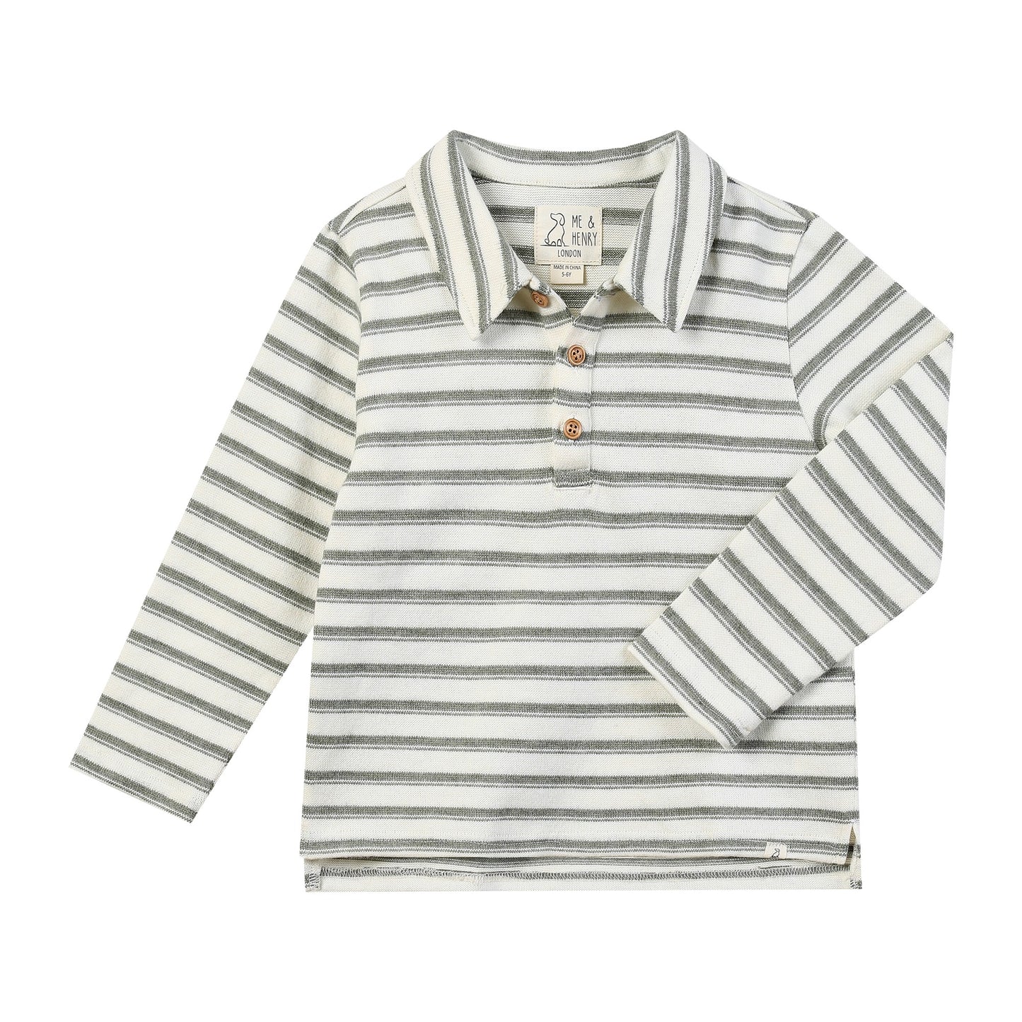 Spencer Knitted Polo, Sage/Cream Stripe