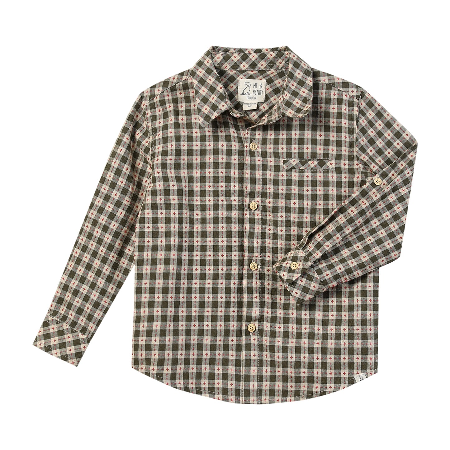 Atwood Woven Shirt, Sage/Rust Stitch Plaid