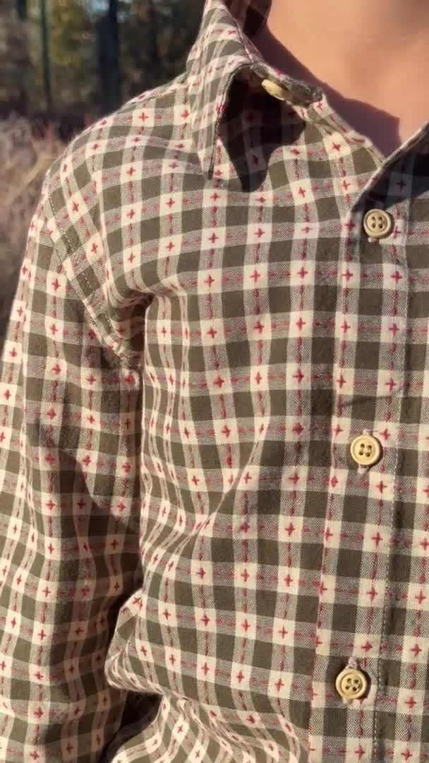 Atwood Woven Shirt, Sage/Rust Stitch Plaid