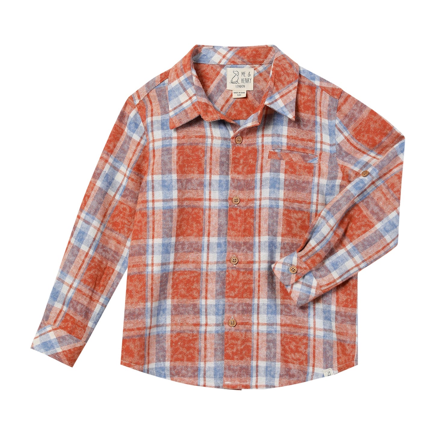 Atwood Woven Shirt, Rust/Blue Washed Plaid