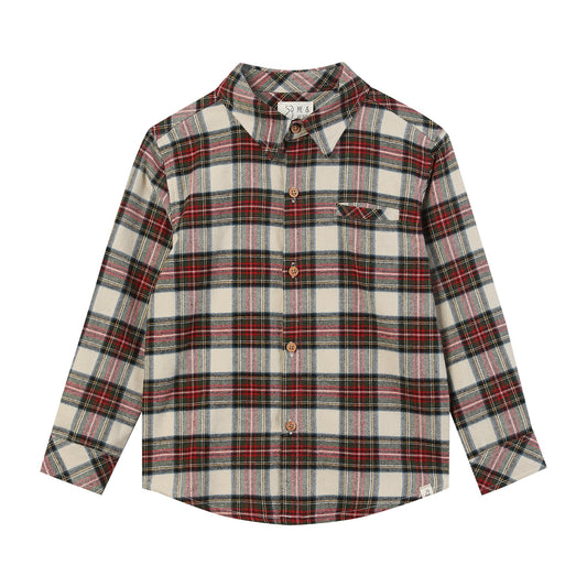 Atwood Woven Shirt, Cream/Green Plaid