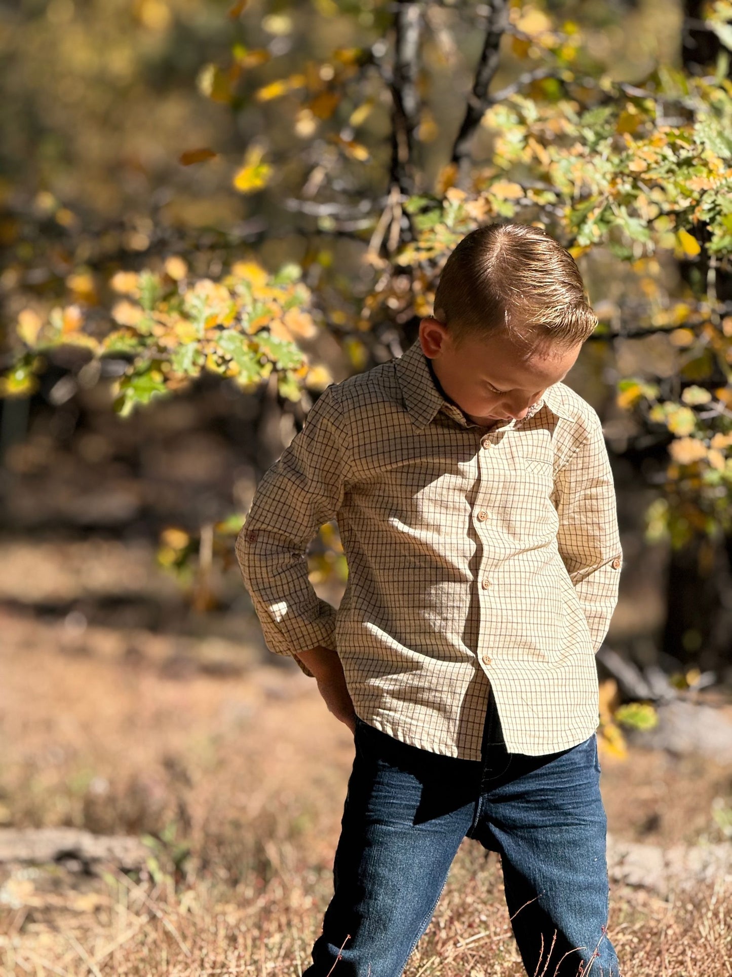 Atwood Woven Shirt, Cream Country Plaid