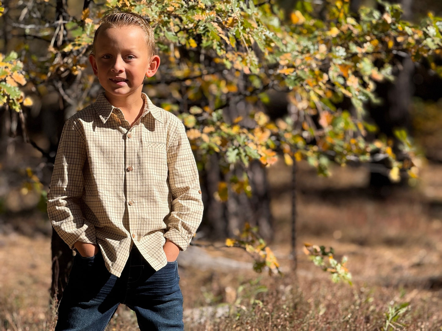 Atwood Woven Shirt, Cream Country Plaid