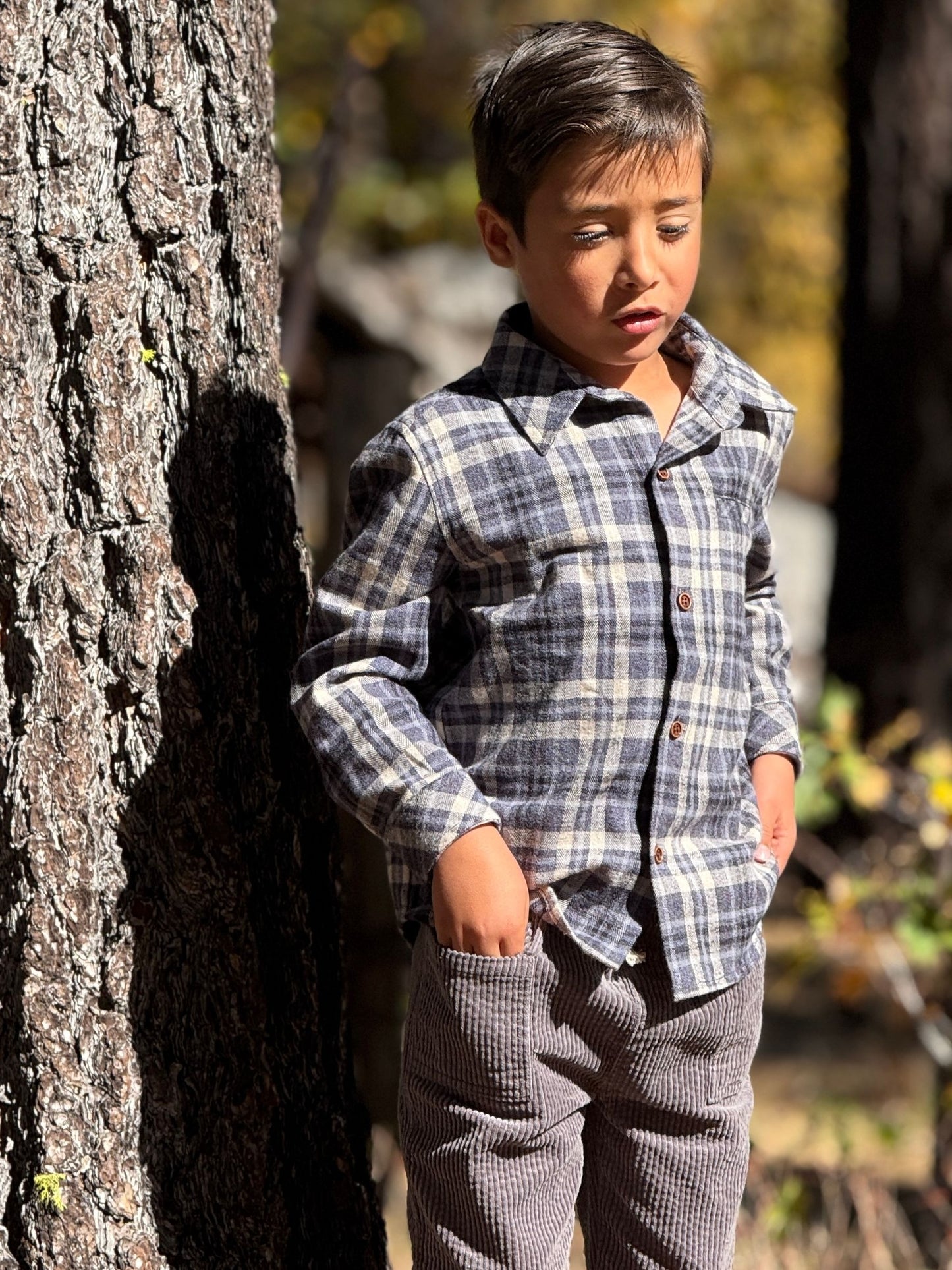 Atwood Woven Shirt, Blue/Beige Brushed Cotton Plaid