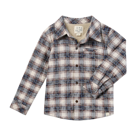 Adventurer Sherpa Lined Shacket, Blue/Pumpkin Plaid