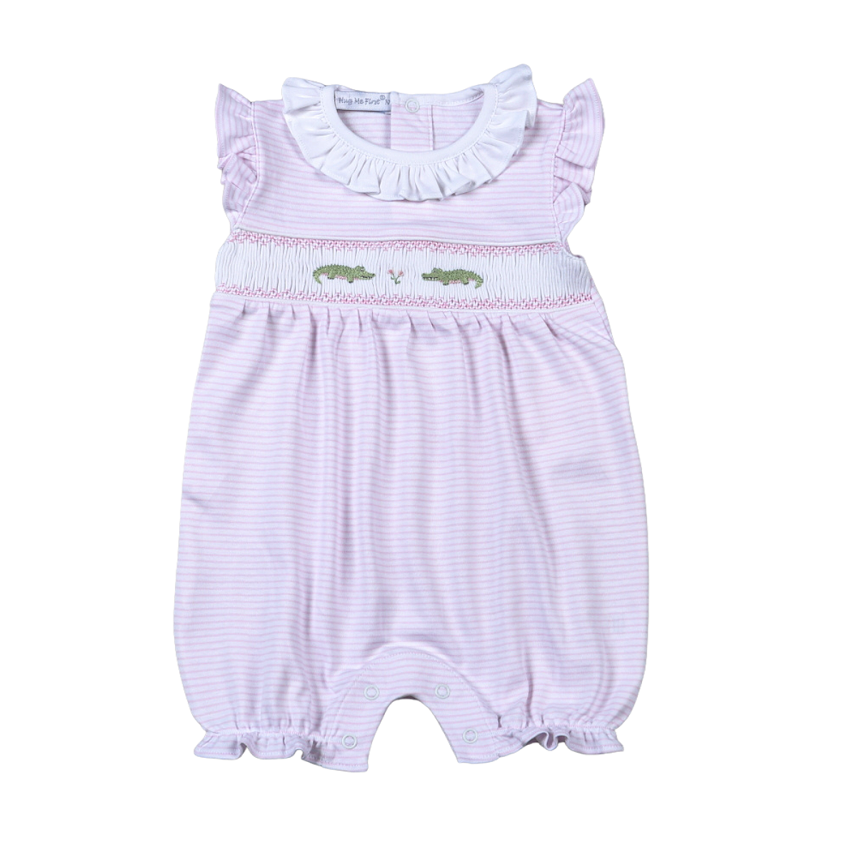 Hand Smocked Gators Bubble, Pink