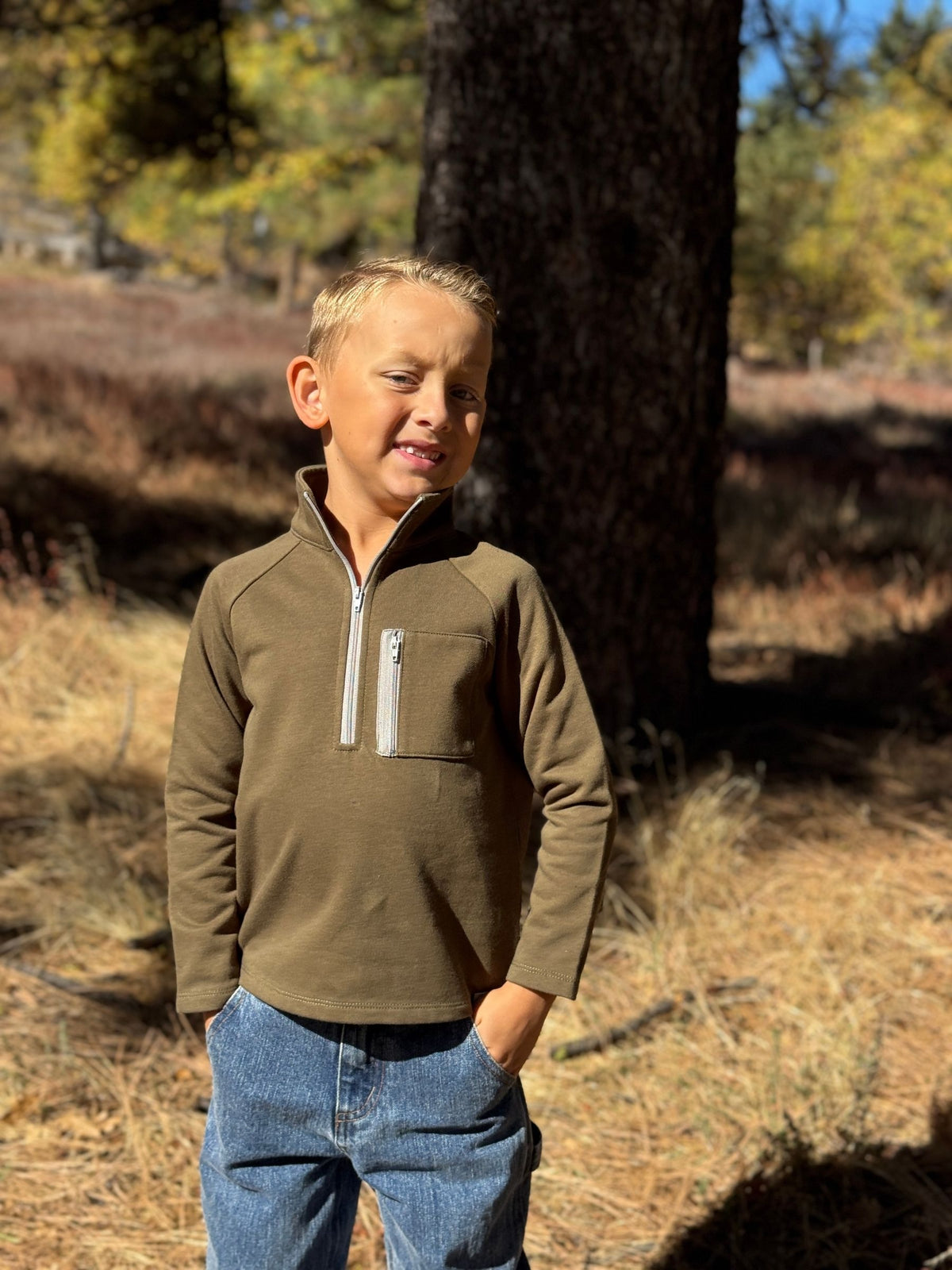 Picket 3/4 Zip Pullover, Sage
