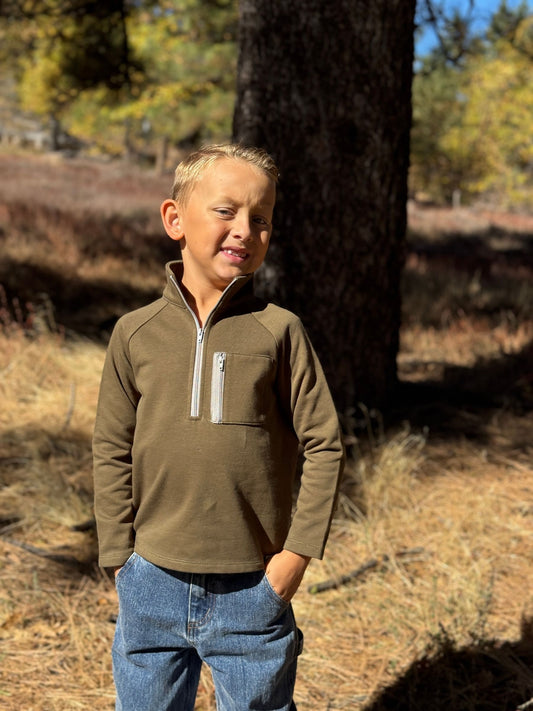 Picket 3/4 Zip Pullover, Sage