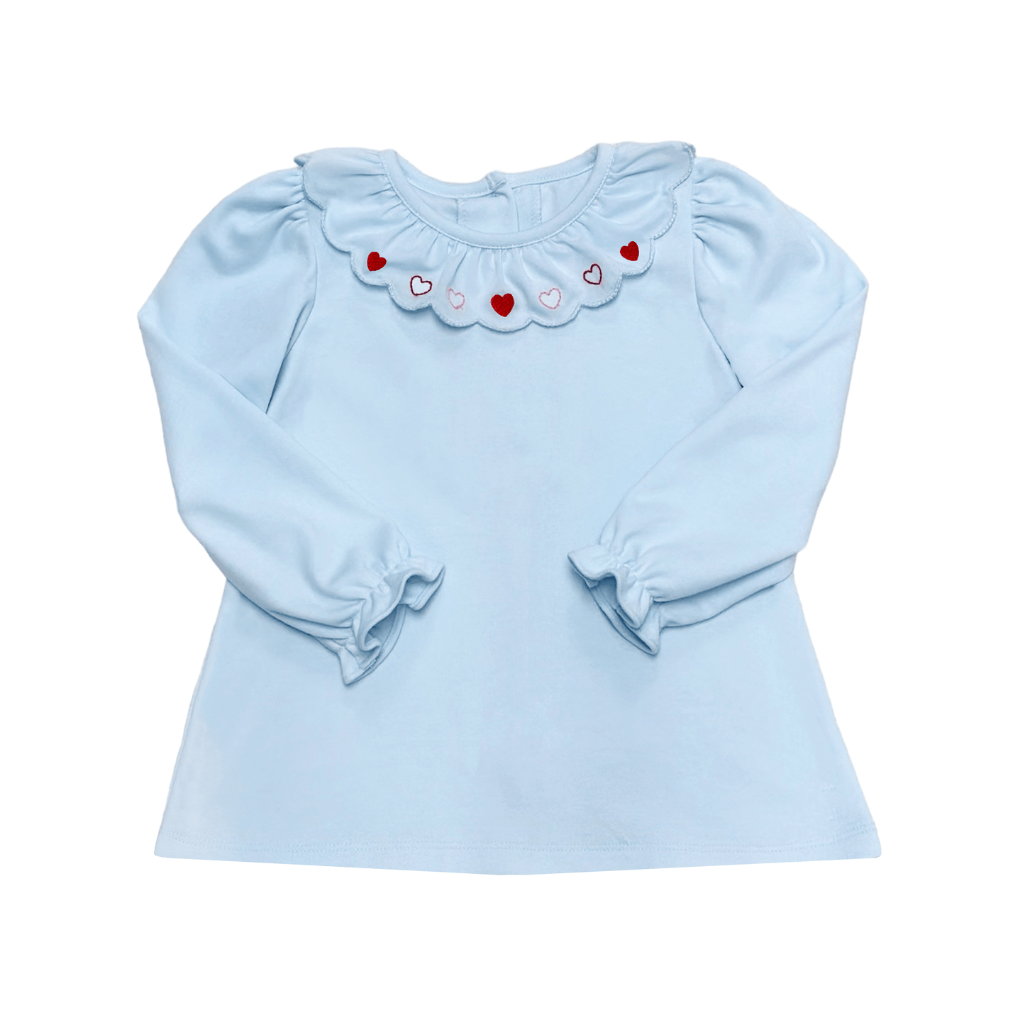 Heart Scalloped Blouse, Light Blue