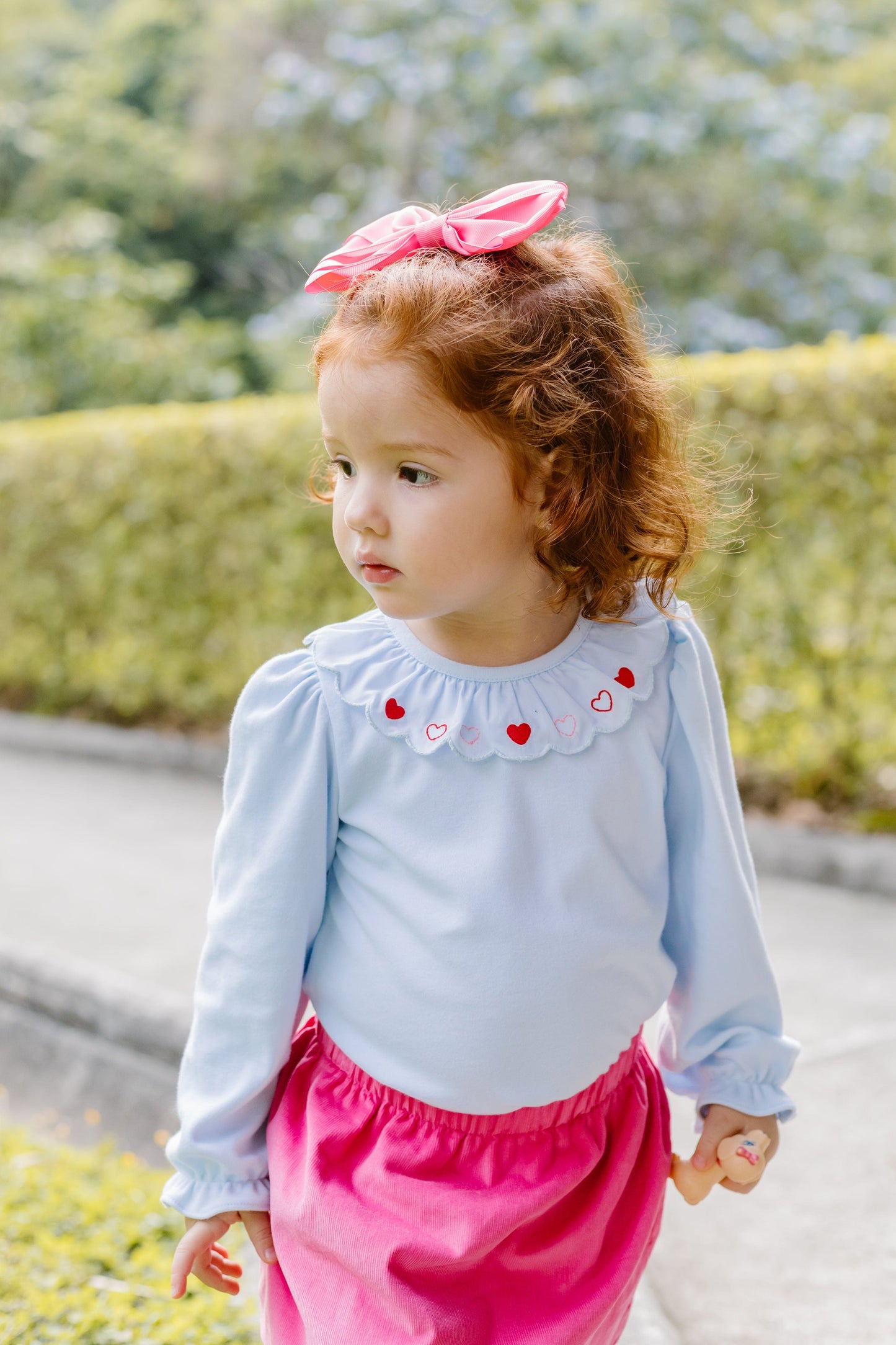 Heart Scalloped Blouse, Light Blue