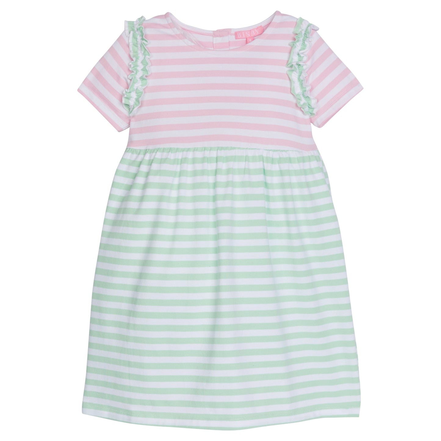 Helen Dress, Pink & Green Stripe