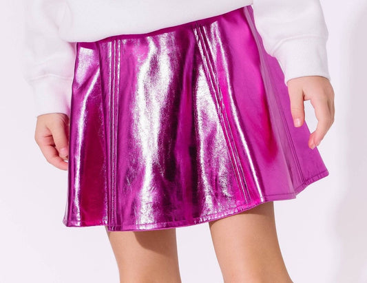 Hot Pink Metallic Leather Skirt