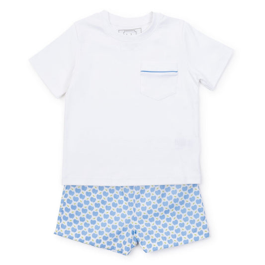 Hudson Short Set, Blue Apples