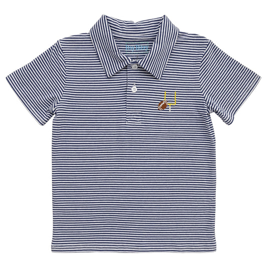 Navy Stripe Football Polo