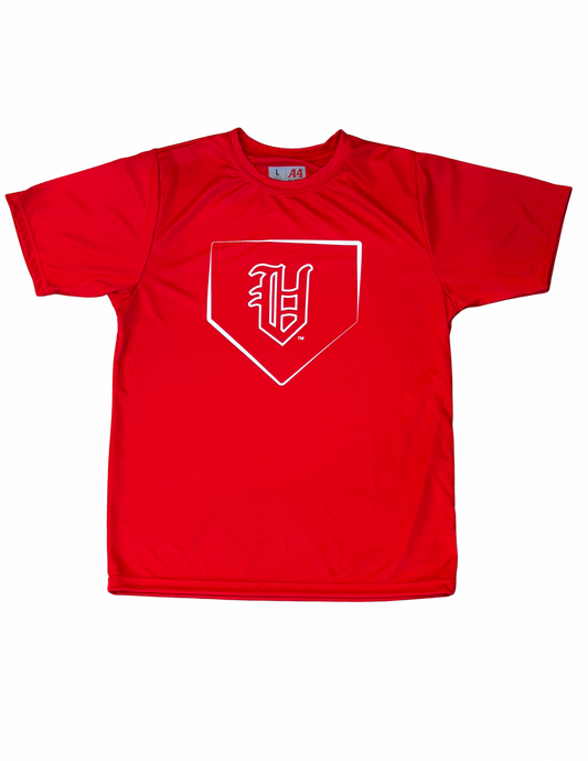 Olde English V Home Plate Performance Shirt, Red