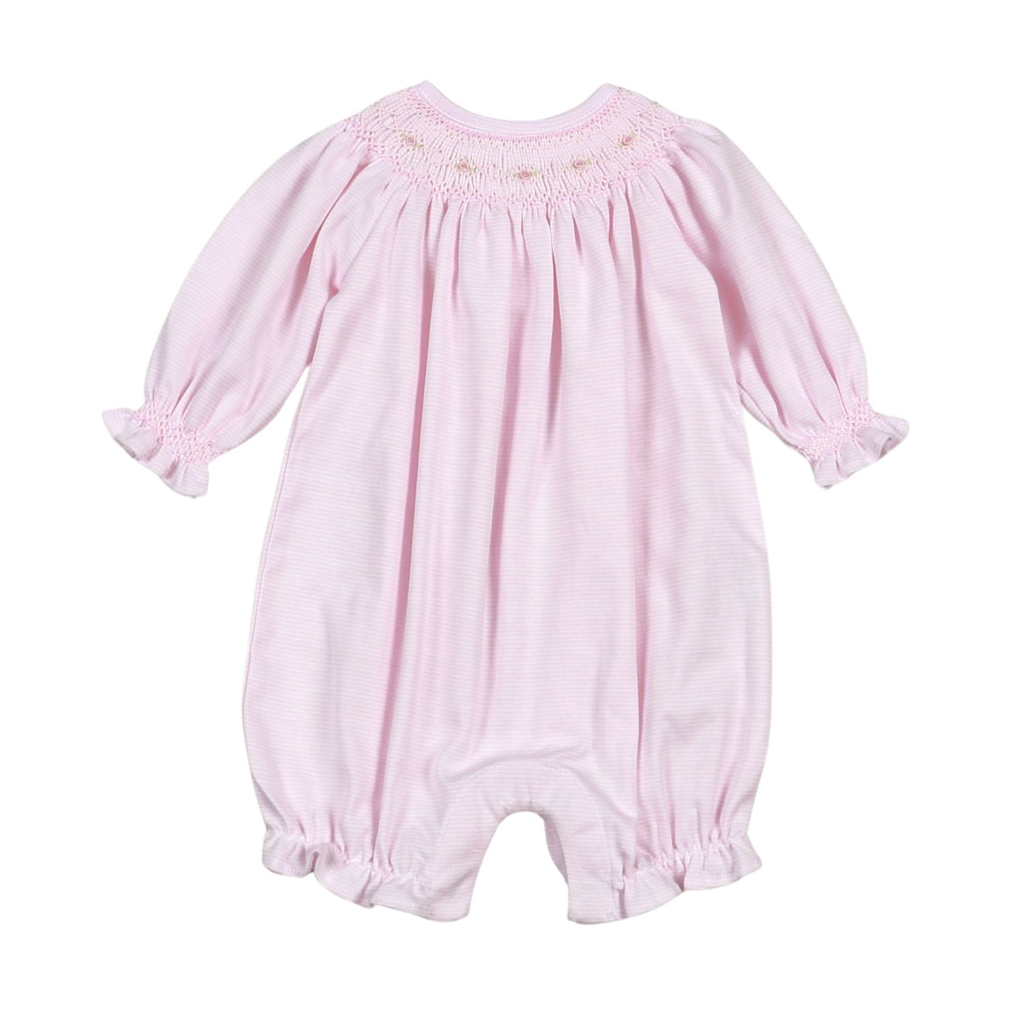Sally Pink Stripes Smocked Pima Bishop Bubble
