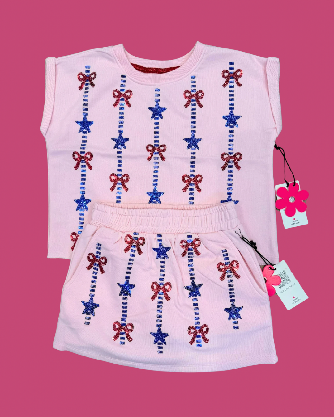 Sequin Stars and Bows Americana Skort