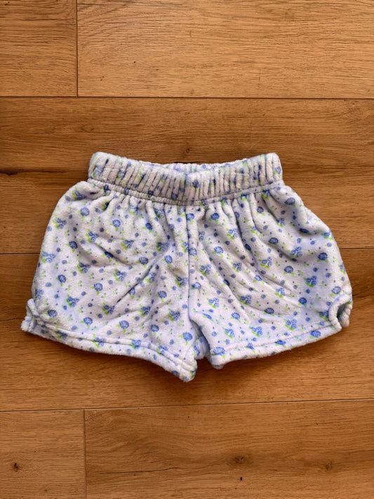 Blue Ditsy Plush Shorts