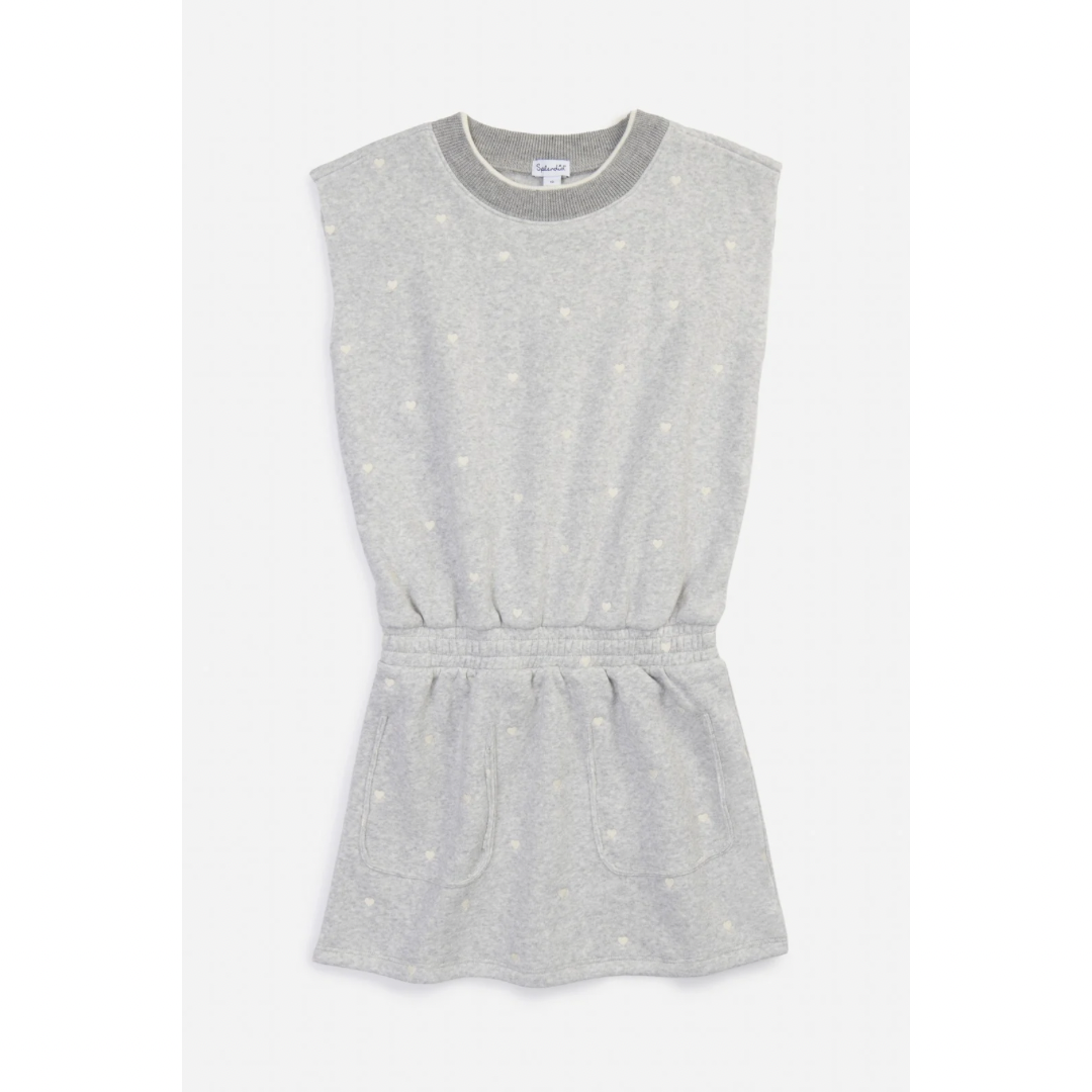 Tossed Hearts Dress - Grey