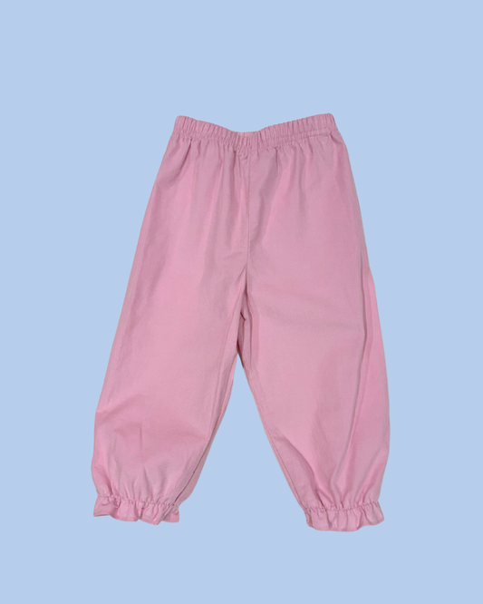 Noelle Ruffle Pant, Pink Corduroy