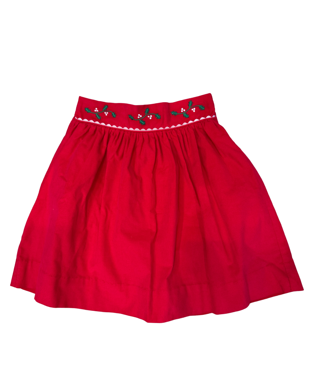 Red Hollies Corduroy Skirt