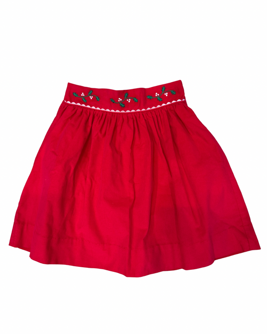 Red Hollies Corduroy Skirt