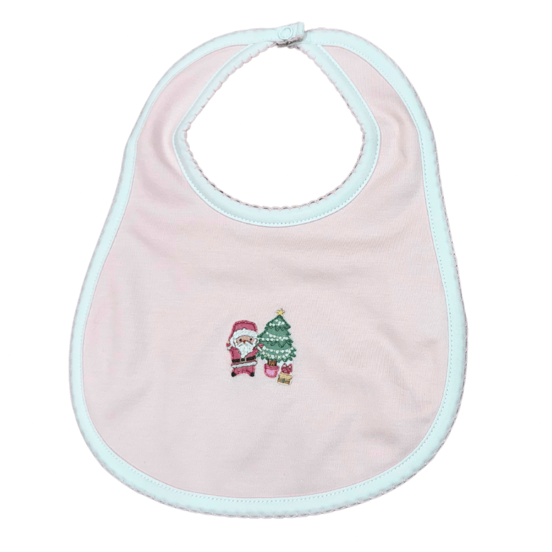 Pink Embroidered Christmas Bib