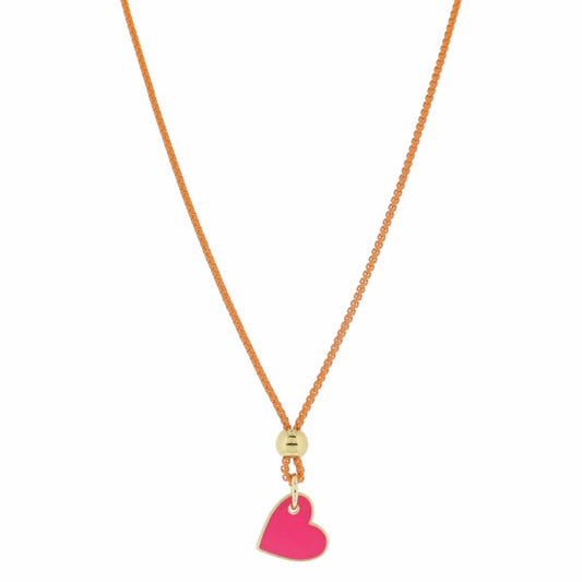 Hot Pink Bead and Gold Heart Necklace