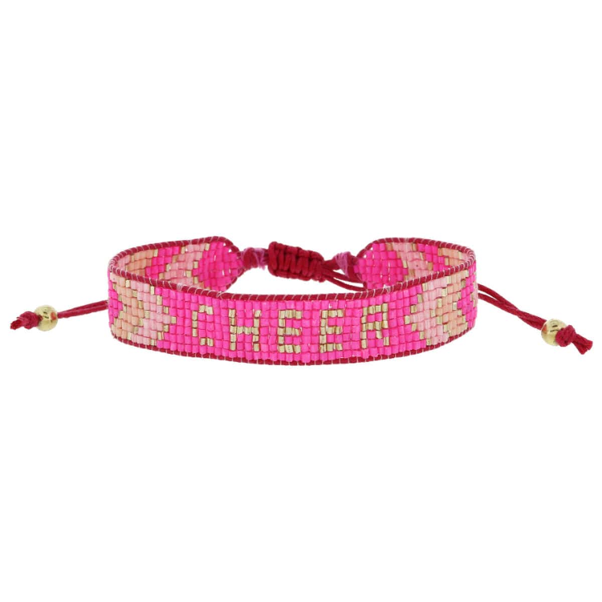 Hot Pink "Cheer" Woven Bracelet