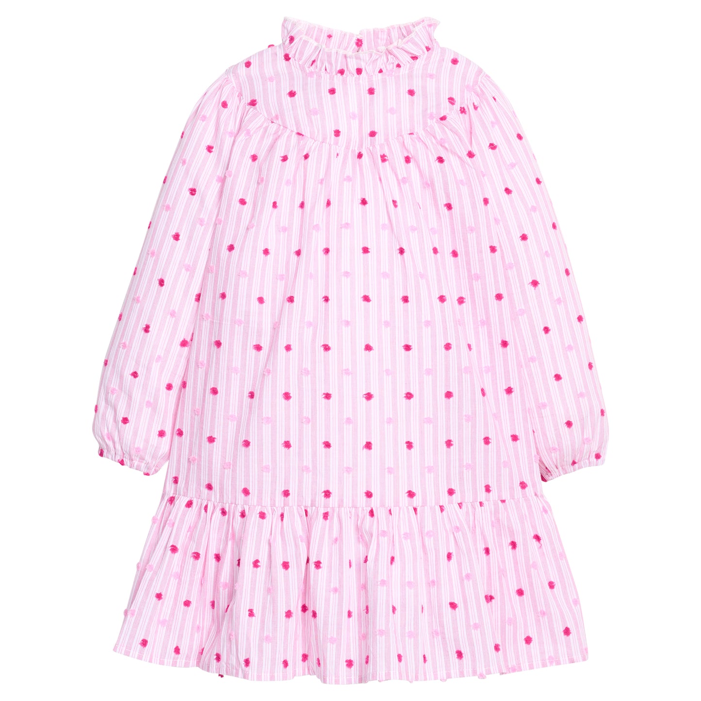 Jody Dress, Magenta Clip Dot Stripe