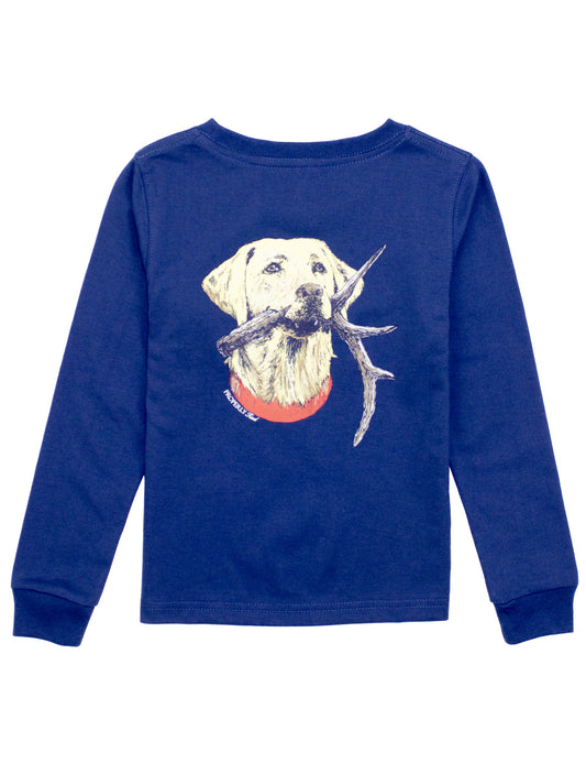 Antler Lab Long Sleeve Tee, River Blue