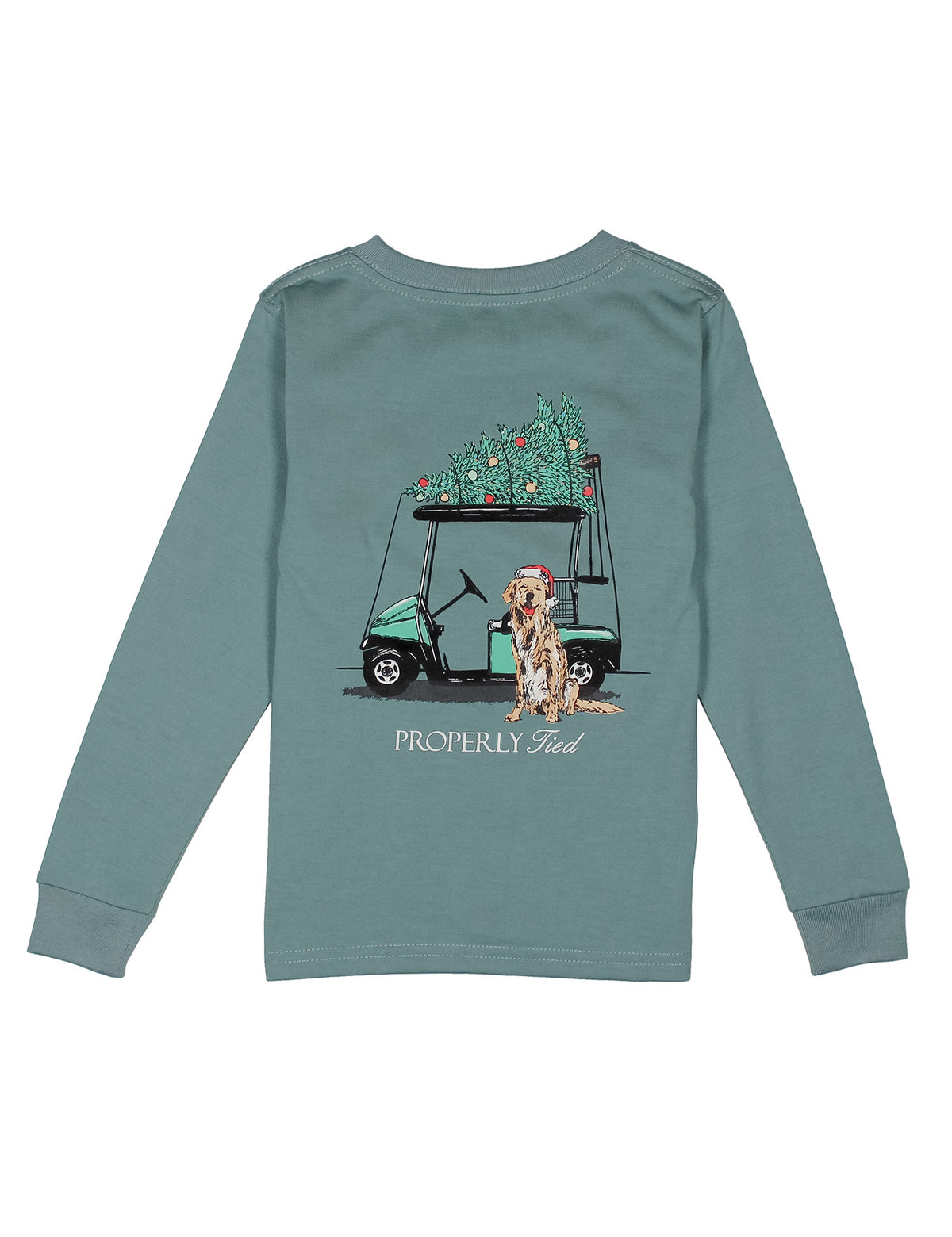 Santa’s Caddy Long Sleeve Tee, Steel Blue