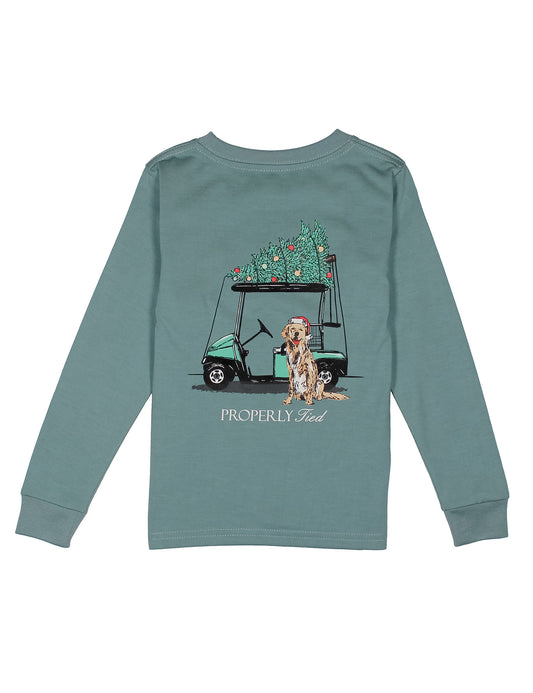 Santa’s Caddy Long Sleeve Tee, Steel Blue