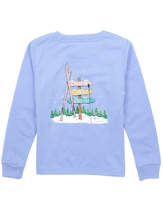 Girls Light Blue Ski Directions Tee